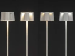 2er Set Akku Stehlampe für Outdoor dimmbar, kabellos in Weiß, klein 120cm