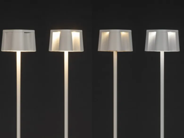 2er Set Akku Stehlampe für Outdoor dimmbar, kabellos in Weiß, klein 120cm