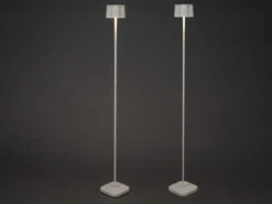 2er Set Akku Stehlampe für Outdoor dimmbar, kabellos in Weiß, klein 120cm