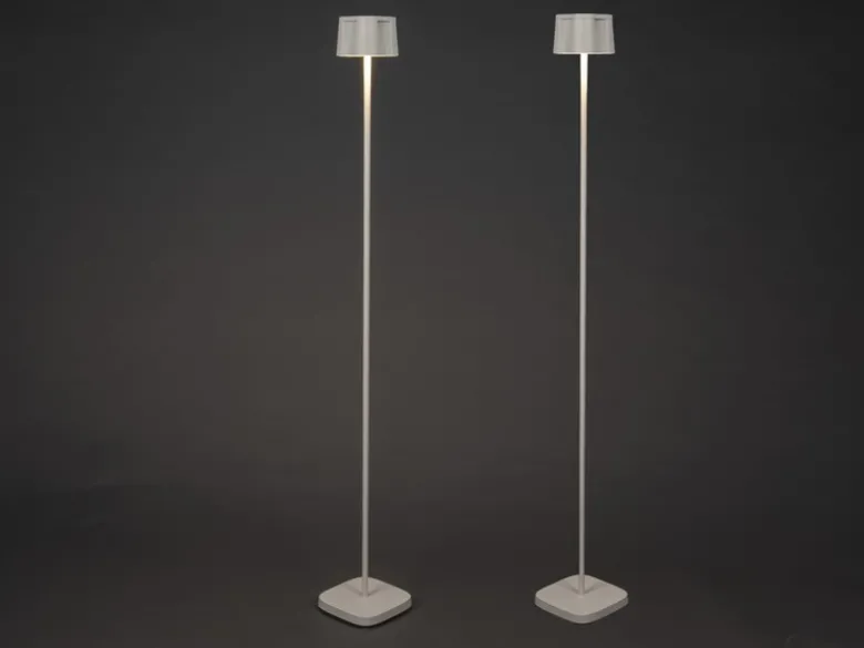 2er Set Akku Stehlampe für Outdoor dimmbar, kabellos in Weiß, klein 120cm