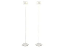 2er Set Akku Stehlampe für Outdoor dimmbar, kabellos in Weiß, klein 120cm