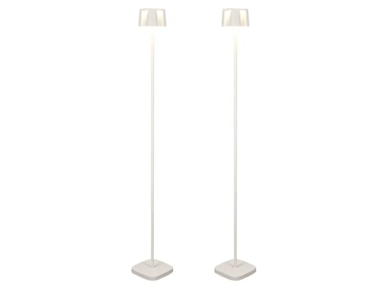 2er Set Akku Stehlampe für Outdoor dimmbar, kabellos in Weiß, klein 120cm