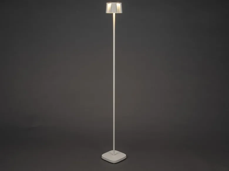 2er Set Akku Stehlampe für Outdoor dimmbar, kabellos in Weiß, klein 120cm