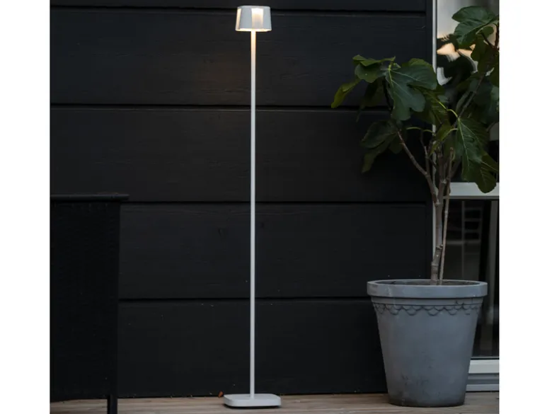 2er Set Akku Stehlampe für Outdoor dimmbar, kabellos in Weiß, klein 120cm