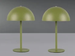 2er SET Akku Tischlampen Grün, Touch dimmbar, USB aufladbar, Höhe 21cm