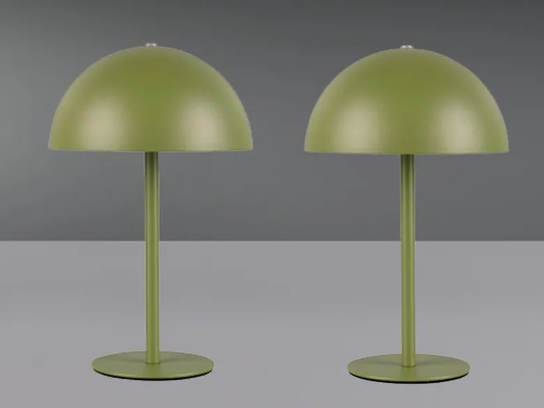 2er SET Akku Tischlampen Grün, Touch dimmbar, USB aufladbar, Höhe 21cm