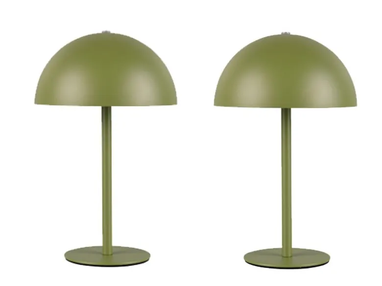 2er SET Akku Tischlampen Grün, Touch dimmbar, USB aufladbar, Höhe 21cm