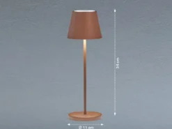 2er SET Akku Tischlampen Rostfarben ohne Kabel mit Ladestation, Höhe 34cm