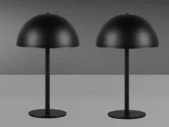 2er SET Akku Tischlampen Schwarz, Touch dimmbar, USB aufladbar, Höhe 21cm