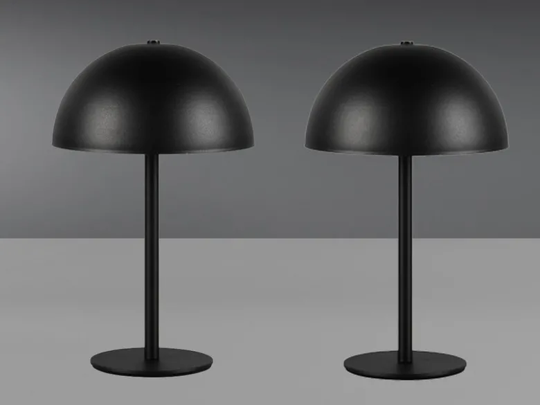 2er SET Akku Tischlampen Schwarz, Touch dimmbar, USB aufladbar, Höhe 21cm