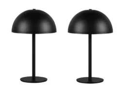 2er SET Akku Tischlampen Schwarz, Touch dimmbar, USB aufladbar, Höhe 21cm