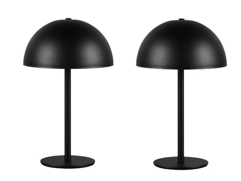 2er SET Akku Tischlampen Schwarz, Touch dimmbar, USB aufladbar, Höhe 21cm
