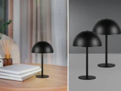 2er SET Akku Tischlampen Schwarz, Touch dimmbar, USB aufladbar, Höhe 21cm