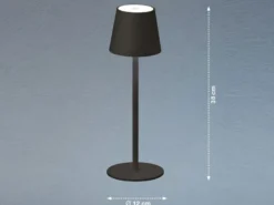 2er SET Akku Tischlampen Schwarz USB Kabel Sensor Dimmer, Höhe 38cm
