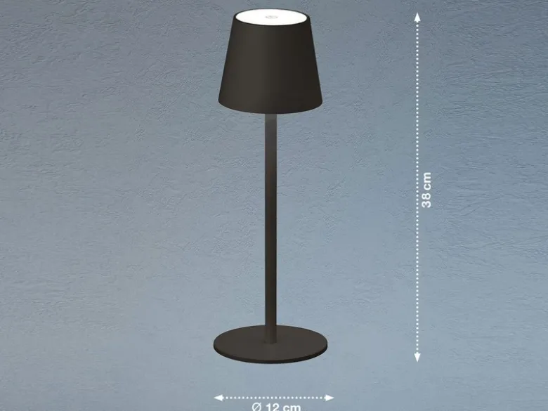 2er SET Akku Tischlampen Schwarz USB Kabel Sensor Dimmer, Höhe 38cm