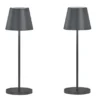 2er SET Akku Tischlampen Schwarz ohne Kabel mit Ladestation, Höhe 34cm