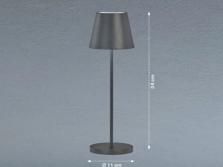2er SET Akku Tischlampen Schwarz ohne Kabel mit Ladestation, Höhe 34cm