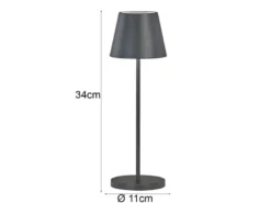 2er SET Akku Tischlampen Schwarz ohne Kabel mit Ladestation, Höhe 34cm