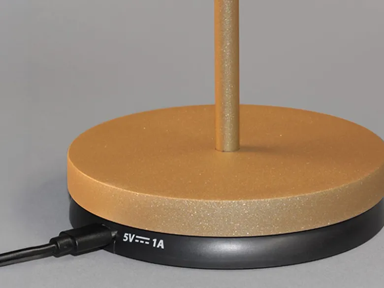2er SET Akku Tischlampen Schwarz Gold ohne Kabel mit Ladestation, Höhe 34cm