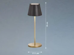 2er SET Akku Tischlampen Schwarz Gold ohne Kabel mit Ladestation, Höhe 34cm