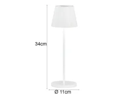 2er SET Akku Tischlampen Weiß ohne Kabel mit Ladestation, Höhe 34cm