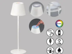 2er SET Akku Tischlampen Weiß ohne Kabel mit Ladestation, Höhe 34cm