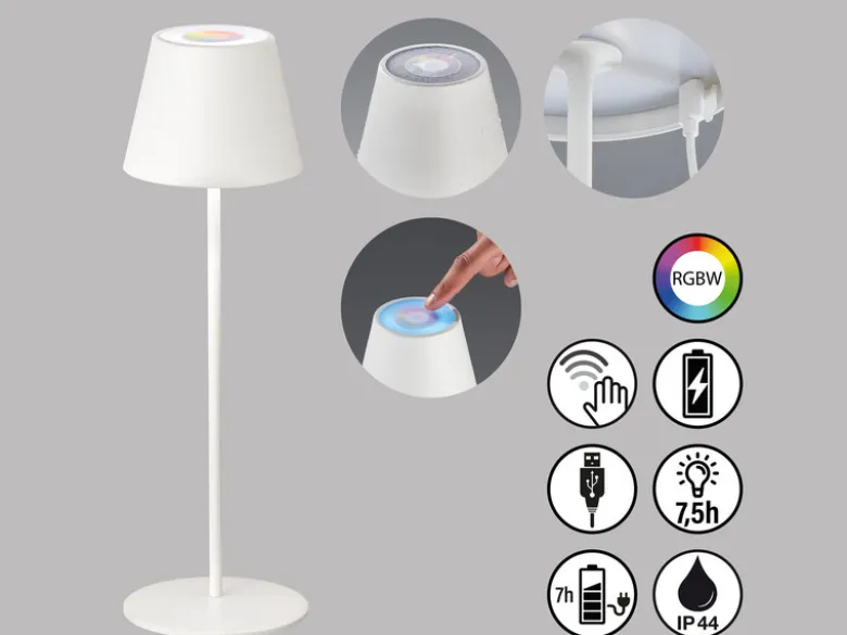 2er SET Akku Tischlampen Weiß ohne Kabel mit Ladestation, Höhe 34cm