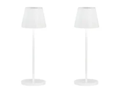 2er SET Akku Tischlampen Weiß ohne Kabel mit Ladestation, Höhe 34cm