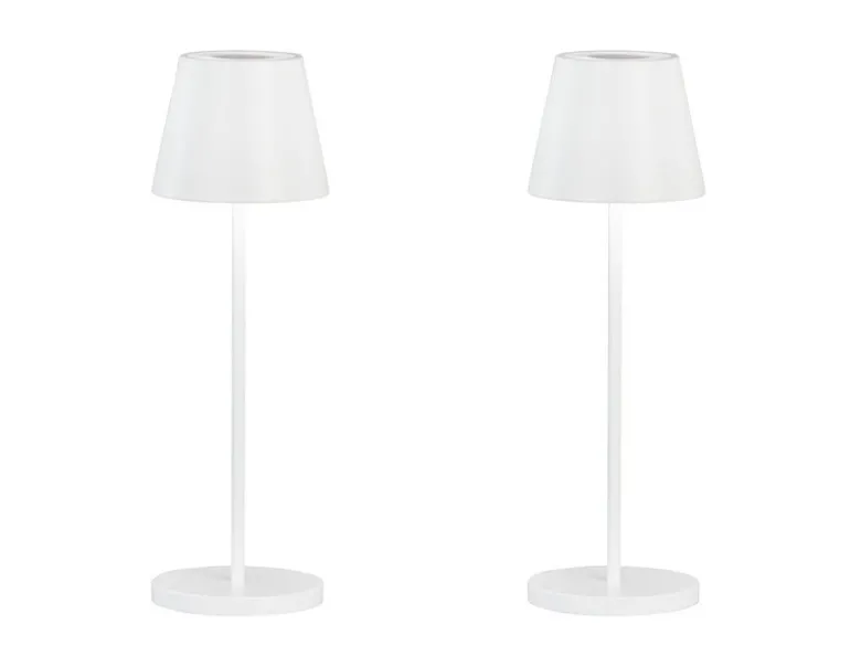 2er SET Akku Tischlampen Weiß ohne Kabel mit Ladestation, Höhe 34cm