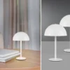 2er SET Akku Tischlampen Weiß, Touch dimmbar, USB aufladbar, Höhe 21cm