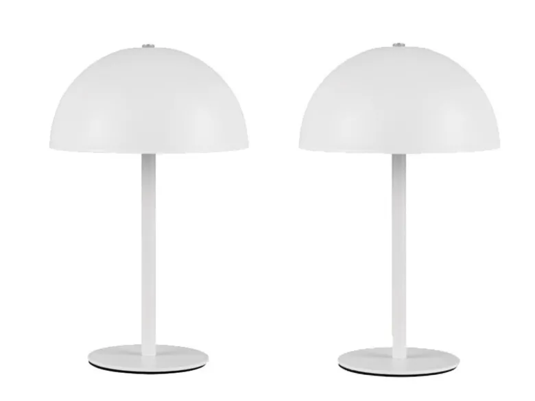 2er SET Akku Tischlampen Weiß, Touch dimmbar, USB aufladbar, Höhe 21cm