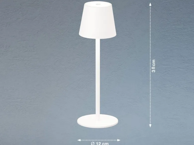 2er SET Akku Tischlampen Weiß USB Kabel Sensor Dimmer Höhe 38cm