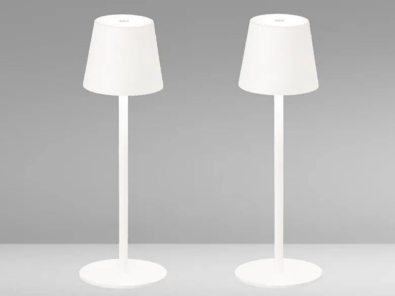 2er SET Akku Tischlampen Weiß USB Kabel Sensor Dimmer Höhe 38cm