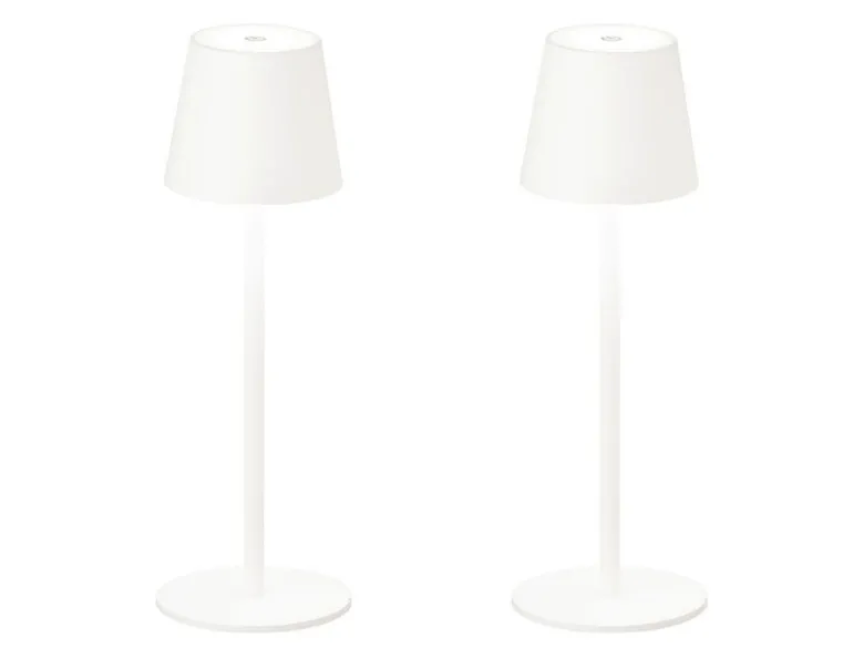 2er SET Akku Tischlampen Weiß USB Kabel Sensor Dimmer Höhe 38cm