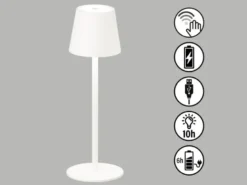 2er SET Akku Tischlampen Weiß USB Kabel Sensor Dimmer Höhe 38cm