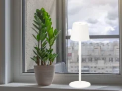 2er SET Akku Tischlampen Weiß USB Kabel Sensor Dimmer Höhe 38cm