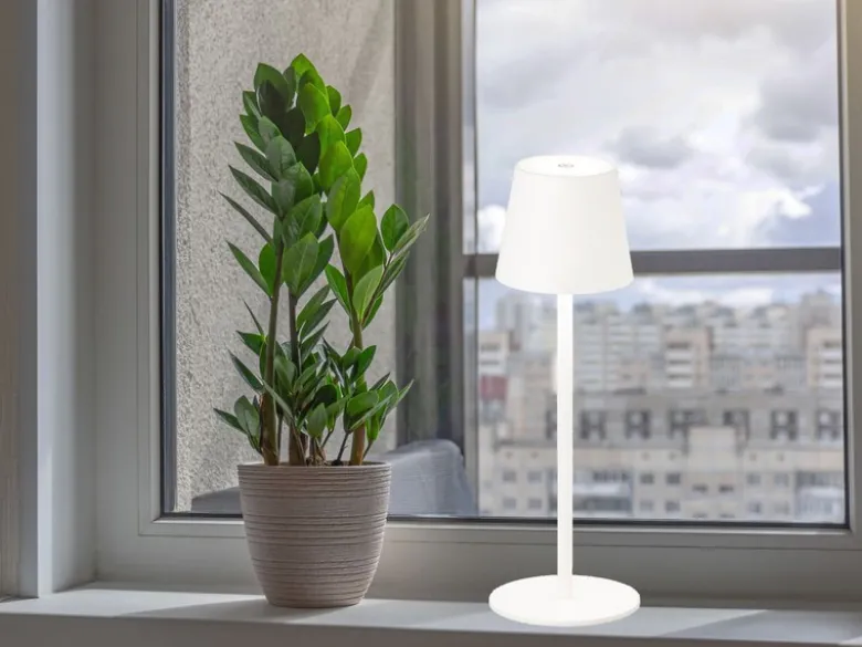2er SET Akku Tischlampen Weiß USB Kabel Sensor Dimmer Höhe 38cm