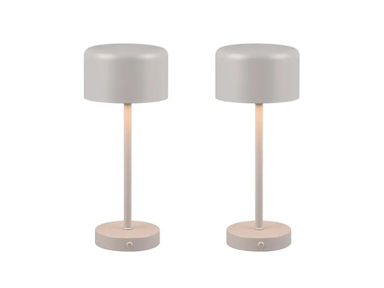 2er SET Akku Tischleuchten, per USB aufladbar, dimmbar, Hellgrau, Höhe 30cm
