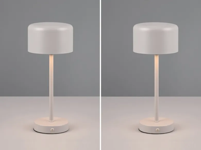 2er SET Akku Tischleuchten, per USB aufladbar, dimmbar, Hellgrau, Höhe 30cm