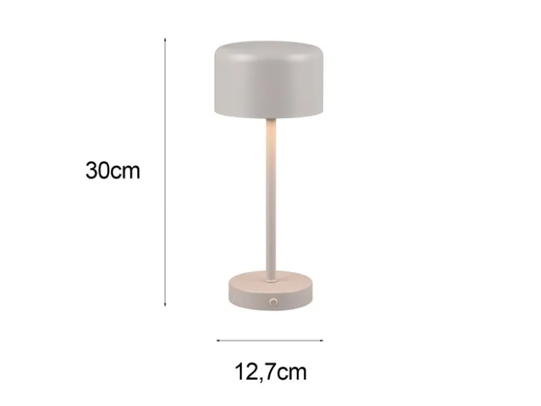 2er SET Akku Tischleuchten, per USB aufladbar, dimmbar, Hellgrau, Höhe 30cm