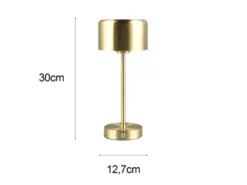 2er SET Akku Tischleuchten, per USB aufladbar, dimmbar, Messing matt, Höhe 30cm