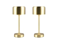 2er SET Akku Tischleuchten, per USB aufladbar, dimmbar, Messing matt, Höhe 30cm