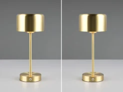 2er SET Akku Tischleuchten, per USB aufladbar, dimmbar, Messing matt, Höhe 30cm