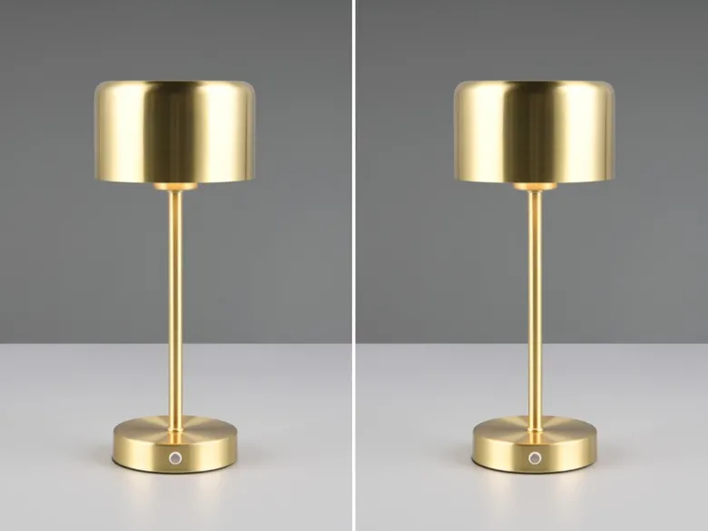 2er SET Akku Tischleuchten, per USB aufladbar, dimmbar, Messing matt, Höhe 30cm