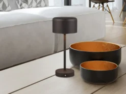 2er SET Akku Tischleuchten, per USB aufladbar, dimmbar, Schwarz, Höhe 30cm