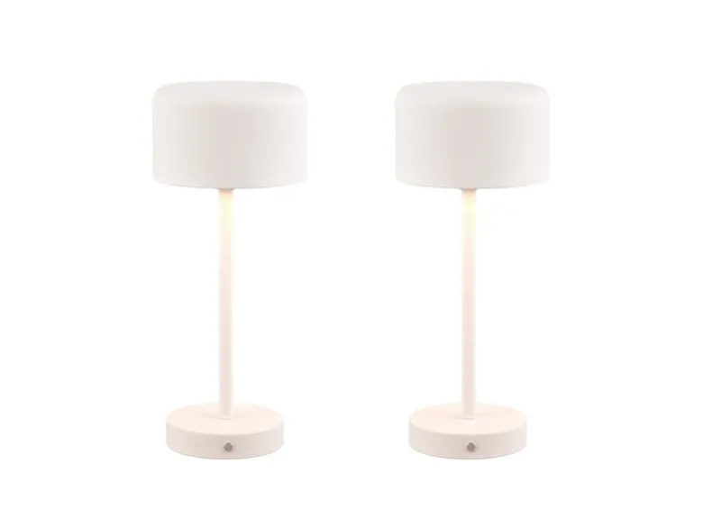 2er SET Akku Tischleuchten, per USB aufladbar, dimmbar, Weiß, Höhe 30cm