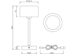 2er SET Akku Tischleuchten, per USB aufladbar, dimmbar, Weiß, Höhe 30cm