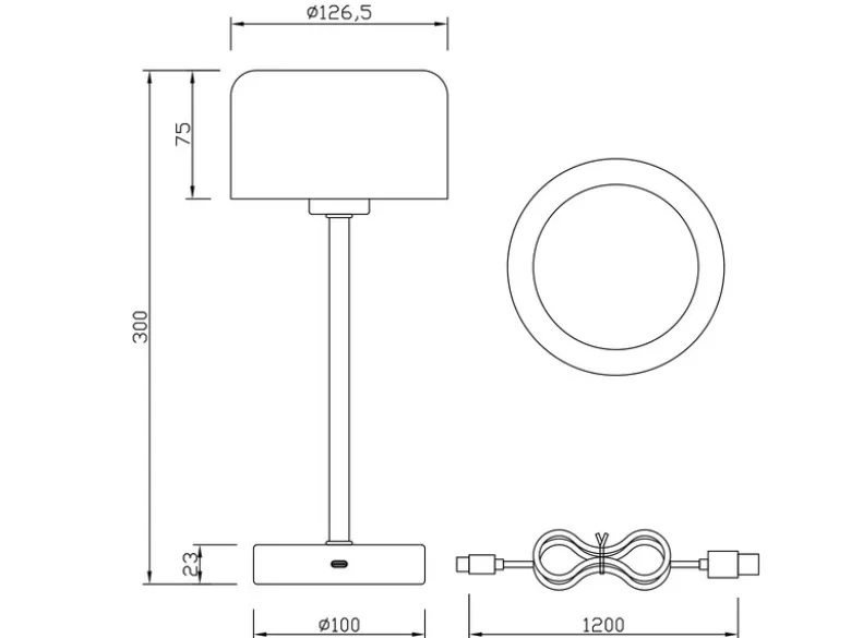 2er SET Akku Tischleuchten, per USB aufladbar, dimmbar, Weiß, Höhe 30cm