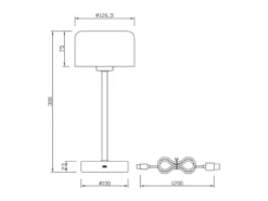 2er SET Akku Tischleuchten, per USB aufladbar dimmbar Messing poliert, Höhe 30cm