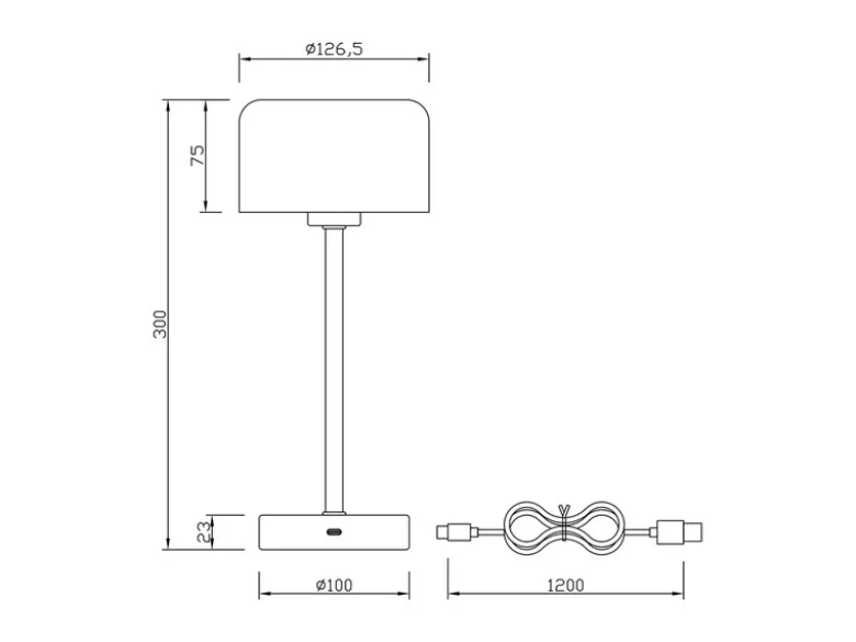 2er SET Akku Tischleuchten, per USB aufladbar dimmbar Messing poliert, Höhe 30cm